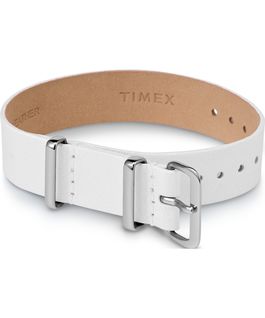 16mm Leather Single Layer Slip Thru Strap with Silver White large