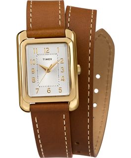 Addison Double-Wrap, 25 mm, mit Lederarmband Goldfarben/braun/silberfarben large