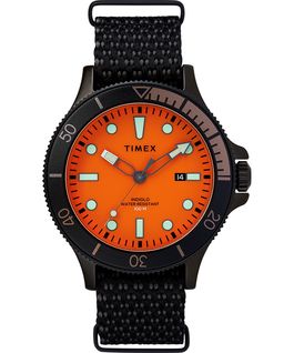 Allied Coastline mit rotierender L&uuml;nette und Textilarmband, 43 mm Schwarz/orange large