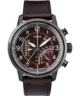 Waterbury Linear Chronograph 45mm Leather Watch Gray/Red large