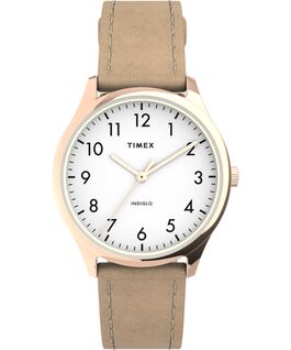 Modern Easy Reader 32mm Leather Strap Watch Rose-Gold-Tone/Tan/White large