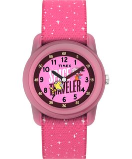 Timex x Space Snoopy Kids Analog 28mm Elastic Fabric Strap Watch Purple large