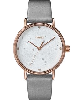 Celestial Opulence 37mm Textured Strap Watch Rose-Gold-Tone/Gray-ARIES,TAURUS,GEMINI large