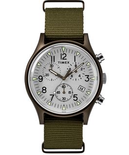 MK1 Aluminum Chronograph 40mm Nylon Strap Watch Green/Silver-Tone large