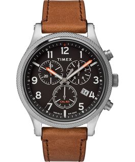 Allied LT Chronograph mit Lederarmband, 42&nbsp;mm Silberfarben/braun/schwarz large