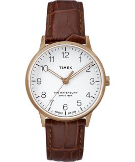 Waterbury 36mm Classic Leather Strap Watch Rose-Gold-Tone/Brown/White large