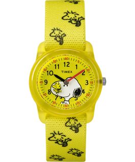 Peanuts 28mm Elastic Fabric Strap Watch Yellow large
