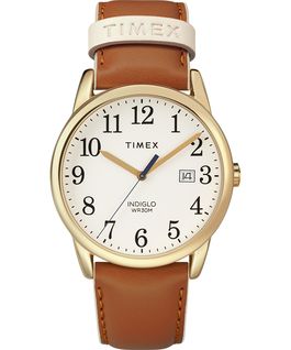 Easy Reader Color Pop 38mm Leather Strap Watch Gold-Tone/Tan/Cream large