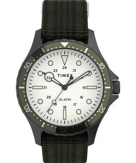 Navi XL 41mm Fabric Slip Thru Strap Watch Gunmetal/Green/White large