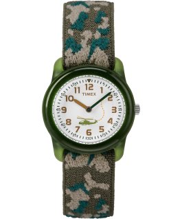 Kids Analog 29mm Elastic Camo Fabric Watch Green/White large