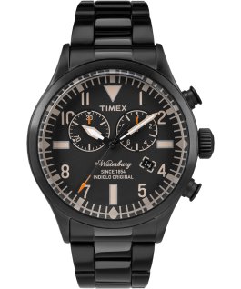 Waterbury Traditional Chronograph 42mm Stainless Steel Watch Black large