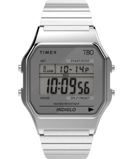 Timex T80 Edelstahl mit Stretch-Armband, 34 mm Silberfarben large