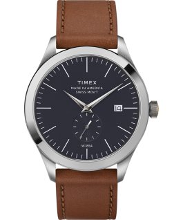 American Documents mit Lederarmband, 41&nbsp;mm Edelstahl/braun/blau large