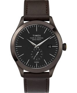 American Documents mit Lederarmband, 41&nbsp;mm Metallisch/braun/schwarz large