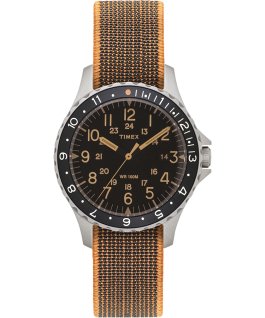 Navi Ocean mit Elastikarmband, 38 mm Edelstahl/schwarz large