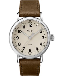 Standard mit Lederarmband, 40 mm Silberfarben/gr&uuml;n/grau large