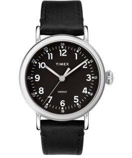 Standard mit Lederarmband, 40 mm Silberfarben/schwarz large