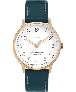 Waterbury 36mm Classic Leather Strap Watch Gold-Tone/Blue/White large