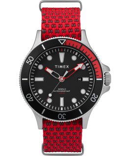 Allied Coastline mit rotierender L&uuml;nette und Textilarmband, 43 mm Silberfarben/rot/schwarz large