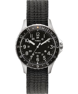 Navi Ocean, 38 mm, mit Textilarmband Edelstahl/grau/schwarz large