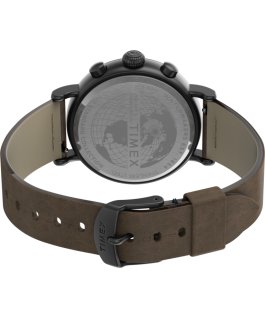 Standard Chronograph mit Lederarmband, 41&nbsp;mm Graublau/braun/wei&szlig; large