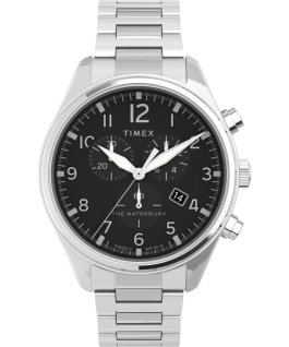 Waterbury Traditional Chronograph, 42 mm Edelstahlarmreif Edelstahl/schwarz large
