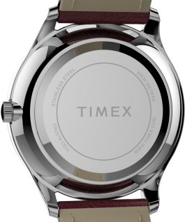 Modern Easy Reader mit Lederarmband, 32 mm Silberfarben/rot/wei&szlig; large