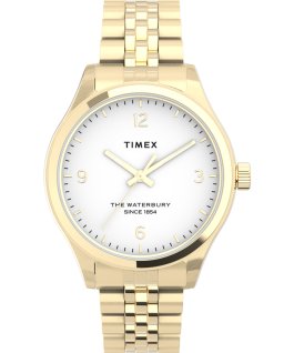 Waterbury Classic aus Edelstahl, 34 mm Goldfarben/wei&szlig; large