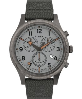 Allied LT Chronograph mit Textilarmband, 42&nbsp;mm Silberfarben/grau large