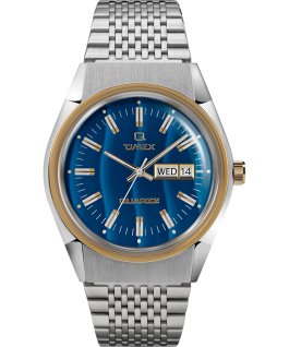 Q Timex Falcon Eye Neuauflage mit Edelstahlarmband, 38&nbsp;mm Edelstahl/blau/goldfarben large