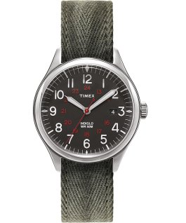 Waterbury United mit Textilarmband im Stonewashed-Stil, 38&nbsp;mm Schwarz/gr&uuml;n large