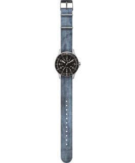 Navi Ocean mit Textilarmband zum Wenden im Stonewashed-Stil, 38 mm Schwarz/blau large