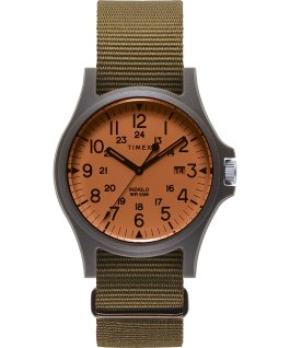 Acadia mit Textilarmband, 40&nbsp;mm Orange/olivfarben large