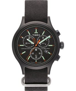 Archive Allied Chronograph mit Lederarmband, 42&nbsp;mm Schwarz/schwarz large