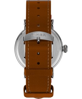 Timex x Space Snoopy Standard mit Lederarmband, 40 mm Silberfarben/braun/wei&szlig; large