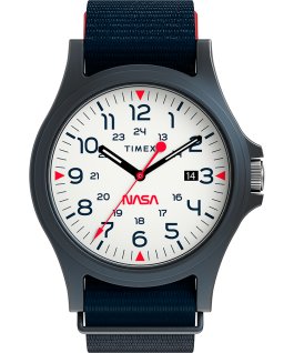 Acadia 40 mm Textilarmband mit NASA-Logo auf dem Zifferblatt Blau/wei&szlig; large