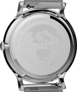 Norway mit Mesh-Edelstahlarmband, 40 mm Silberfarben/Edelstahl/wei&szlig; large