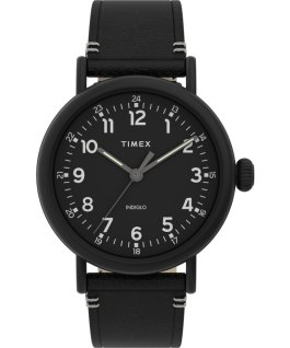 Standard mit Lederarmband, 41 mm Schwarz large