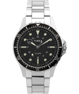 Navi XL mit Edelstahlarmband, 41 mm Edelstahl/schwarz large