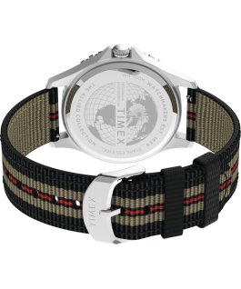 Navi XL 41 mm mit Textil-Zugarmband Edelstahl/schwarz/schwarz large