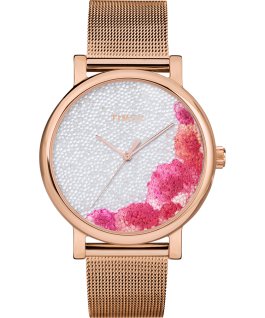 Full Bloom mit Swarovski-Kristallen und Milanaisearmband, 38 mm Ros&eacute;goldfarben/wei&szlig; large