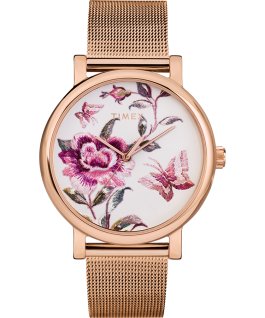 Full Bloom Armbanduhr Milanaisearmband, 38 mm Ros&eacute;goldfarben/rosa large
