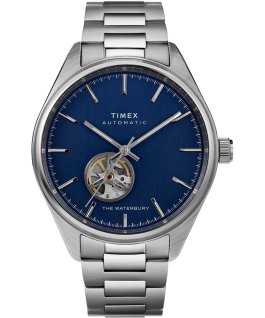 Waterbury Classic Automatic 40mm Stainless Steel Bracelet Watch with Open Heart Dial Stainless-Steel/Blue large