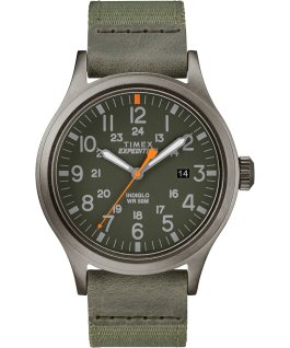 Scout mit Textilarmband, 40&nbsp;mm Grau/gr&uuml;n large