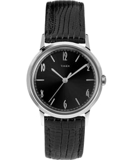 Marlin mit Handaufzug und Lederarmband, 34&nbsp;mm Black/Black/Silver-Tone large