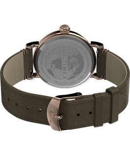 Standard 41mm Leather Strap Watch Rose-Gold-Tone/Green/Gray large