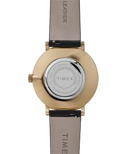 Celestial Opulence with Swarovski Crystals 38mm Leather Strap Watch Gold-Tone/Black large