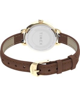 Timex Standard Demi 32mm Leather Strap Watch Gold-Tone/Brown/White large