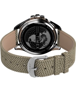 Harborside Coast 43mm Fabric Strap Watch Silver-Tone/Tan/Black large