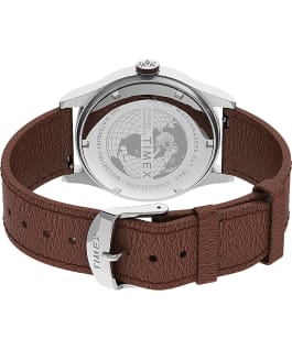 Waterbury Traditional Day Date 39mm Leather Strap Watch Stainless-Steel/Tan/Blue large